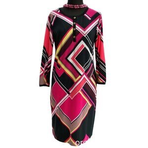 Cache Geometric Multi Color Block New Shirt Dress Removable Belt New $158 NWT